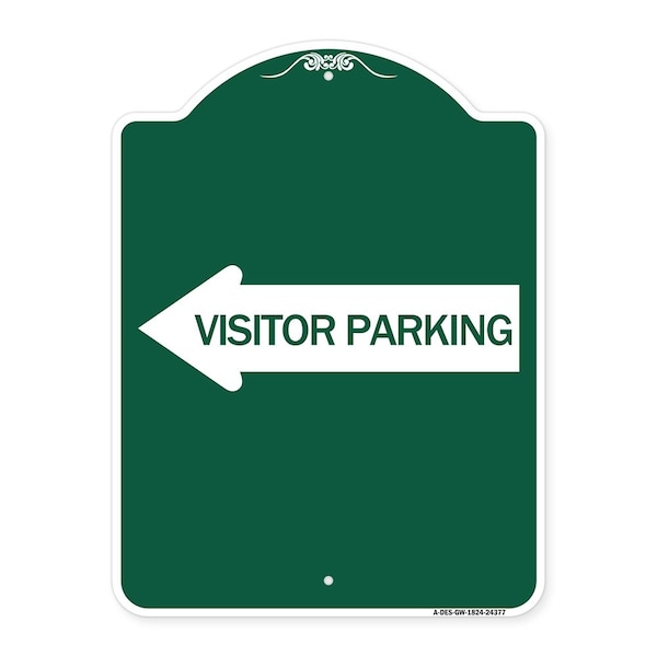 Signmission Visitor Parking With Left Arrow, Green & White Aluminum Architectural Sign, 18" x 24", GW-1824-24377 A-DES-GW-1824-24377 - main